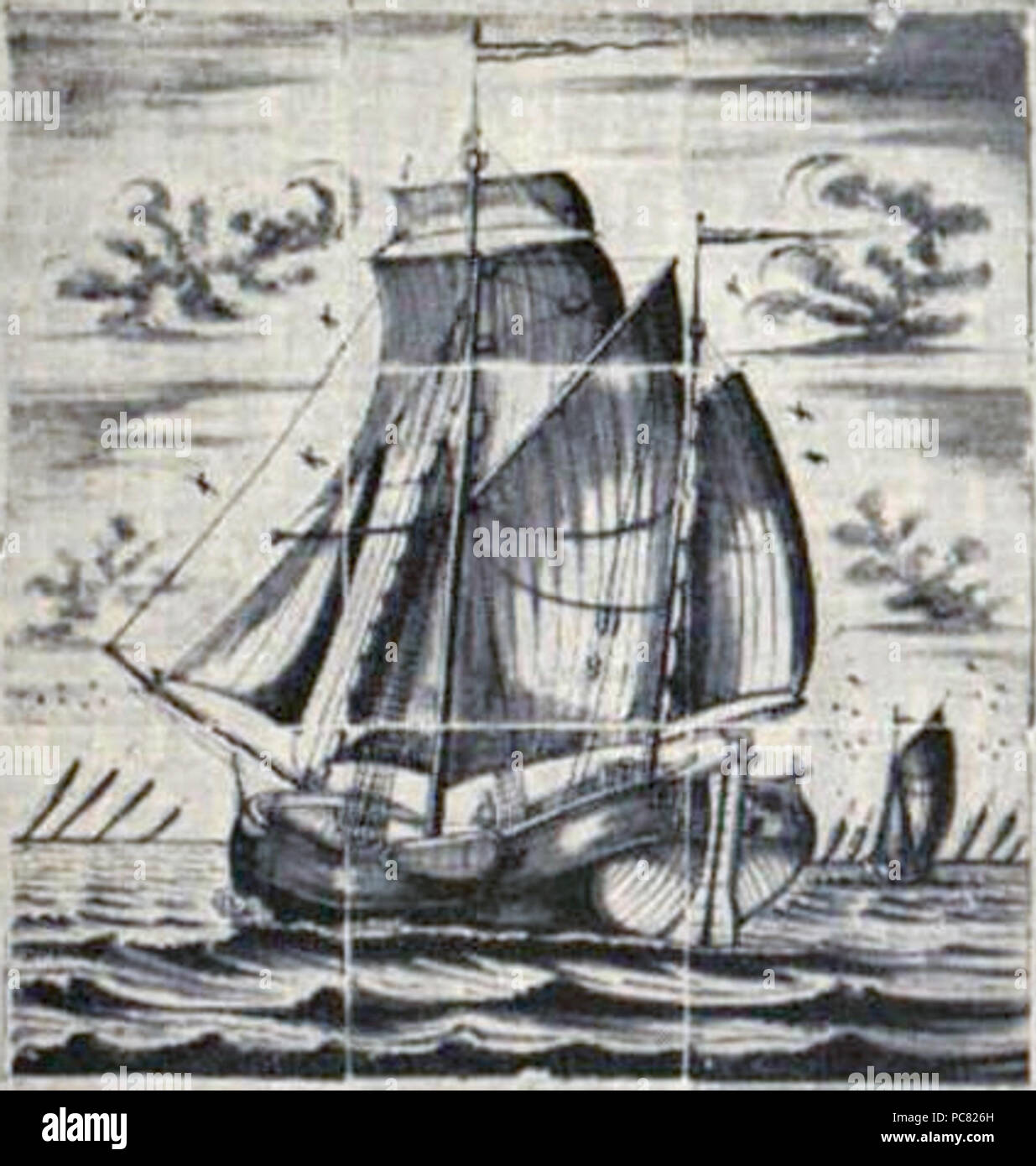344 Kofschip door Meindert Jans Vogelzang circa 1795 Stock Photo