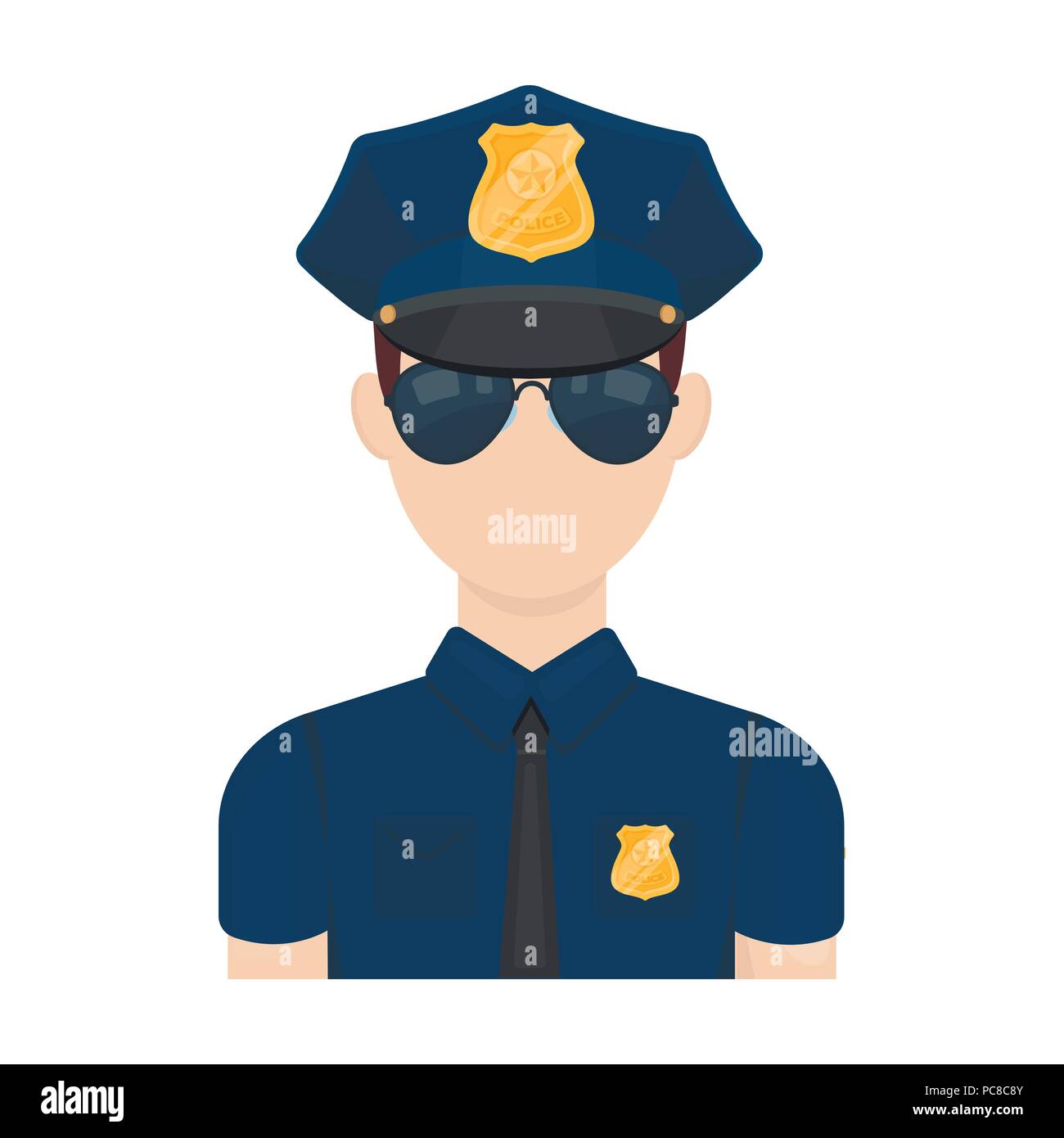 Policeman in uniform and police car. Cartoon set Stock Vector by