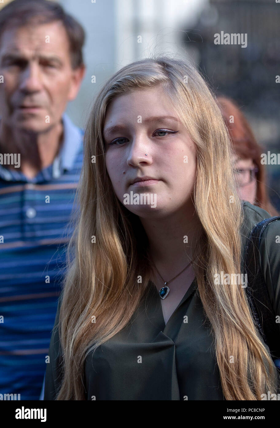 Joanne Rand's daughter Katie Pitwell outside Reading Crown Court after