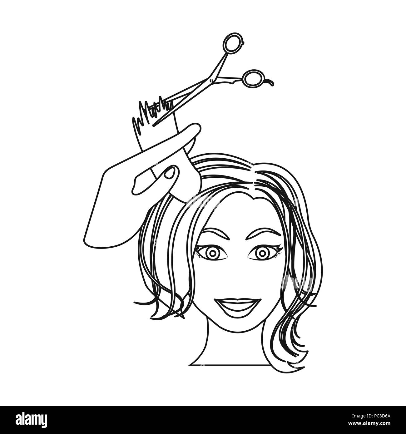 Hair cutting with scissors. Womens haircut single icon in outline style vector symbol stock illustration Stock Vector Image & Art - Alamy Hair cutting with scissors. Womens haircut single icon in outline style vector symbol stock illustration Stock Vector Image & Art - Alamy