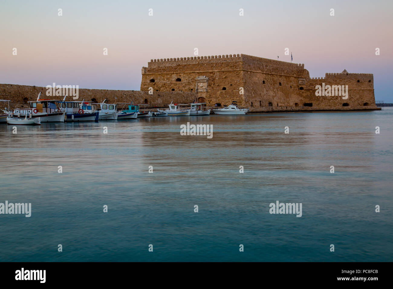 Heraklion's Port with  the Koules Castle Stock Photo