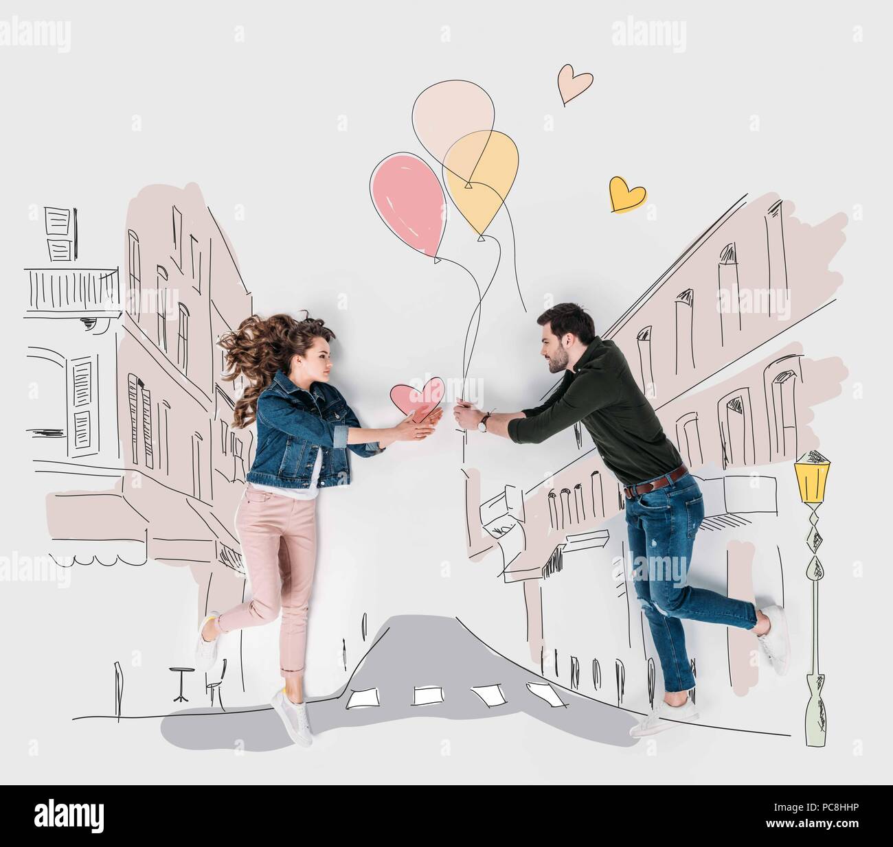 Collage loving couple valentines day hi-res stock photography and ...