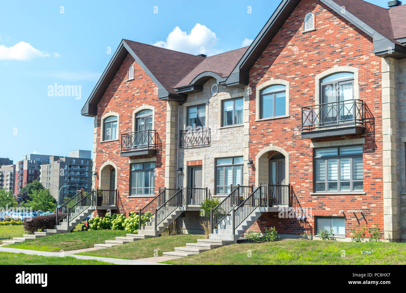 Expensive modern houses with huge windows in Montreal, Canada Stock