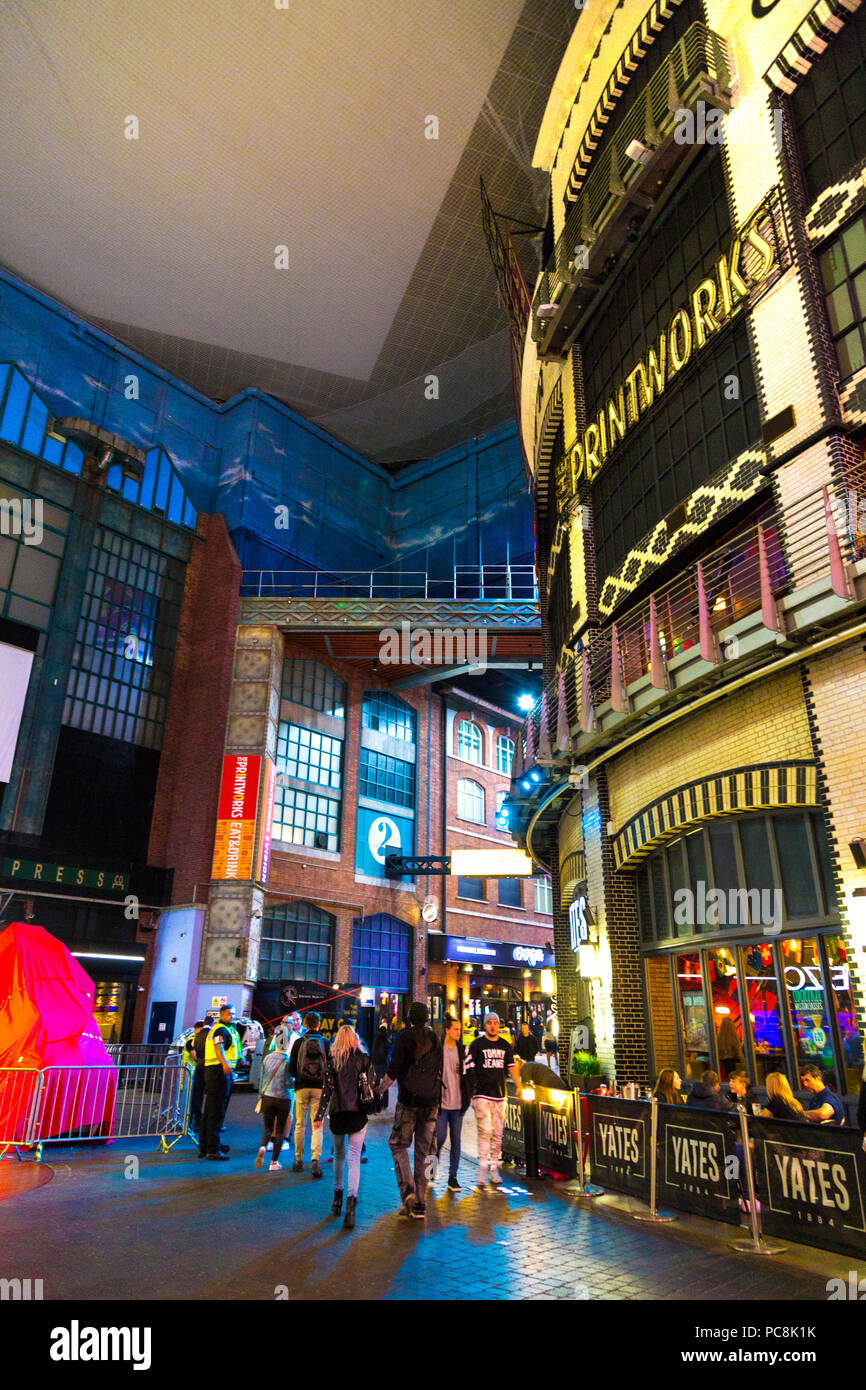The Printworks interior, entertainment venue in Manchester, UK Stock