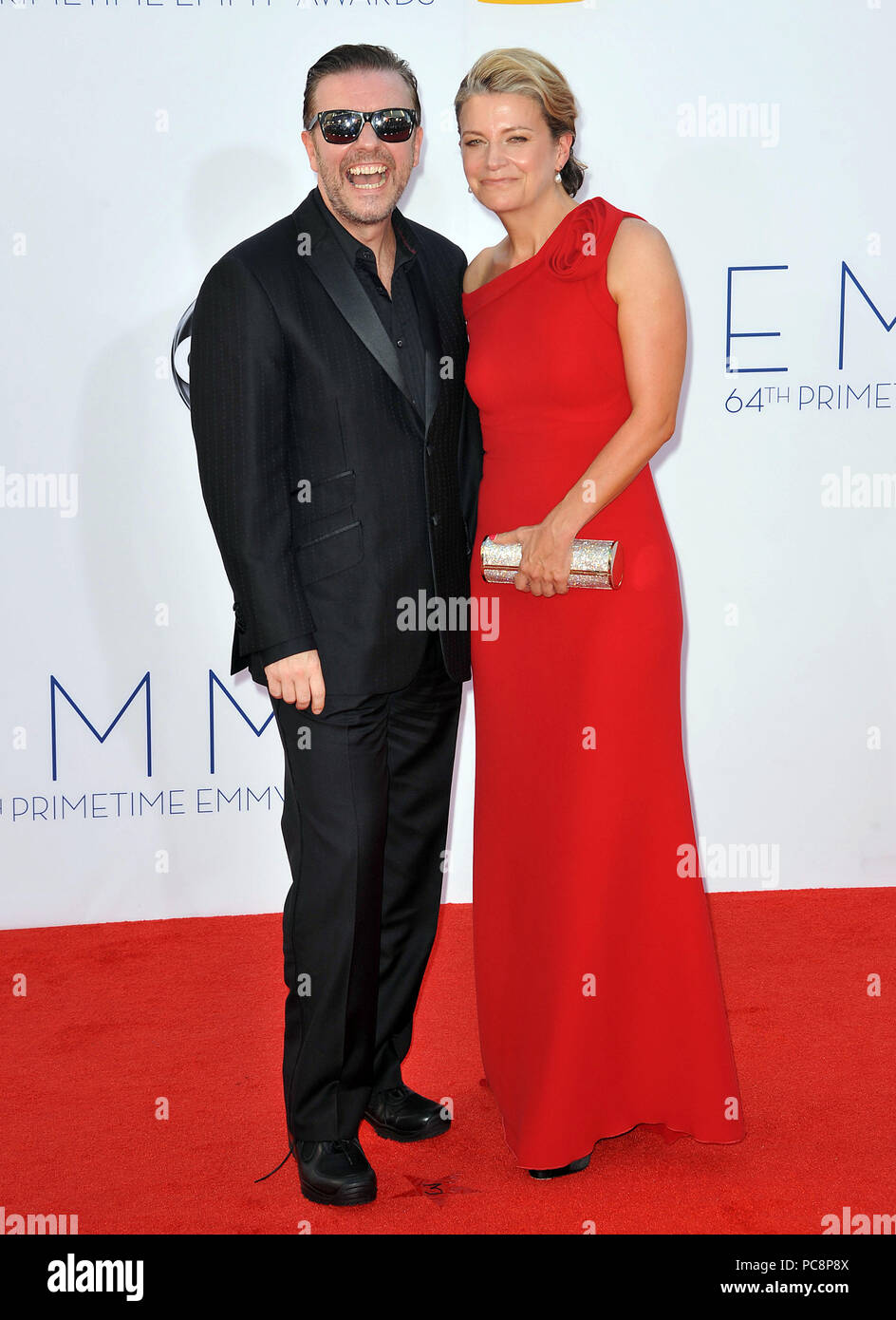 Rick Gervais and wife at 64th PRIMETIME EMMYS Arrival at the Nokia