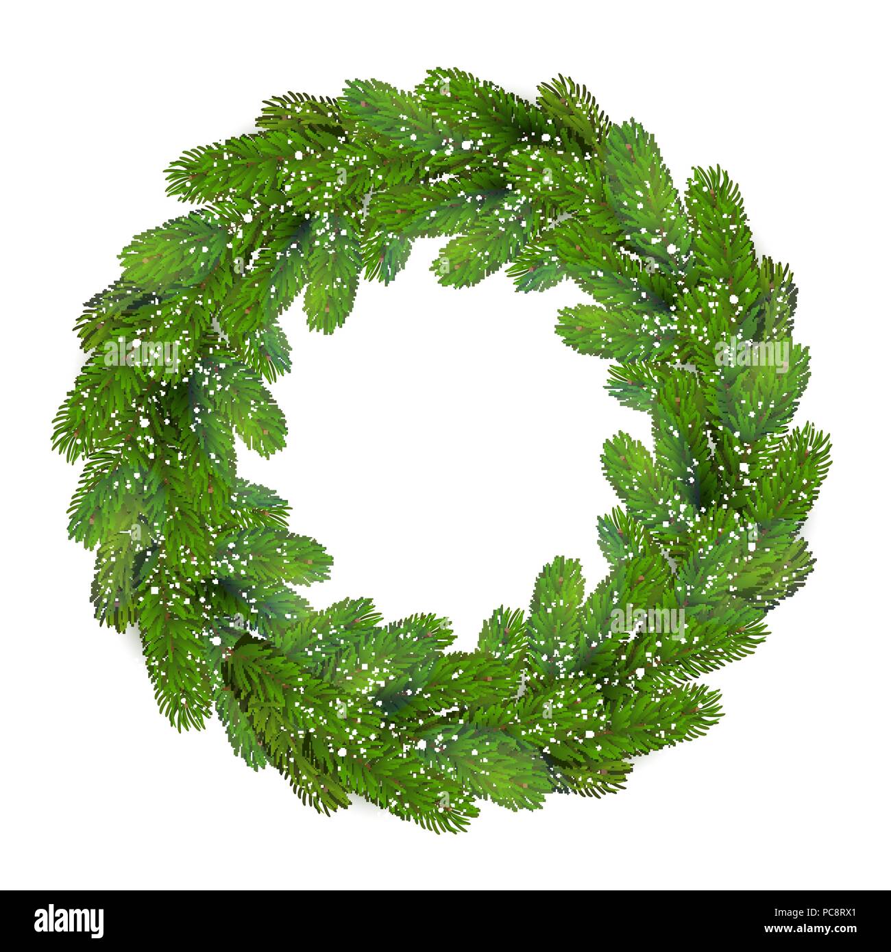 Christmas Wreath Green Pine Branches. Vector illustration Stock Vector ...
