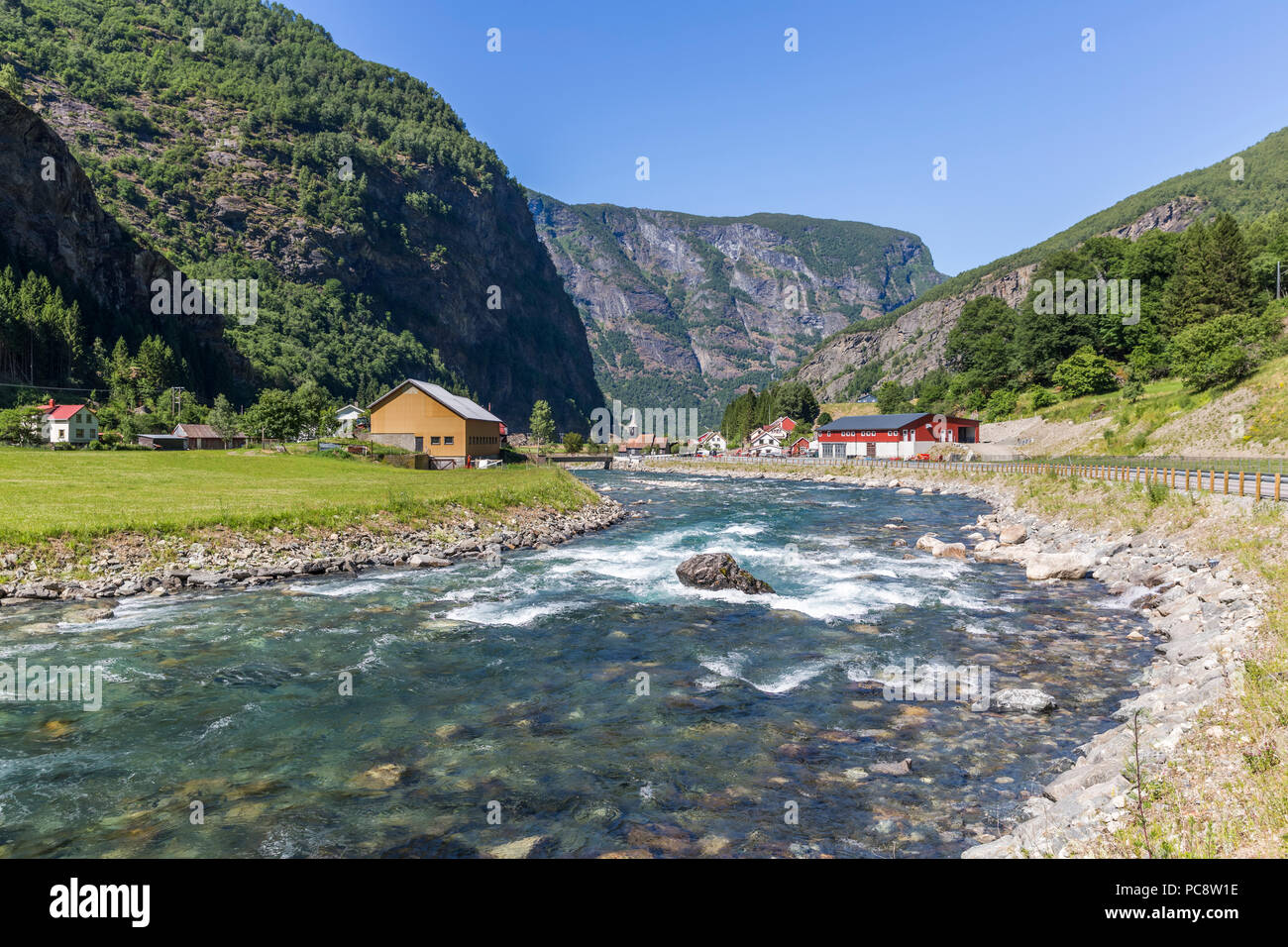 Beautiful Flam valley in Norway Stock Photo