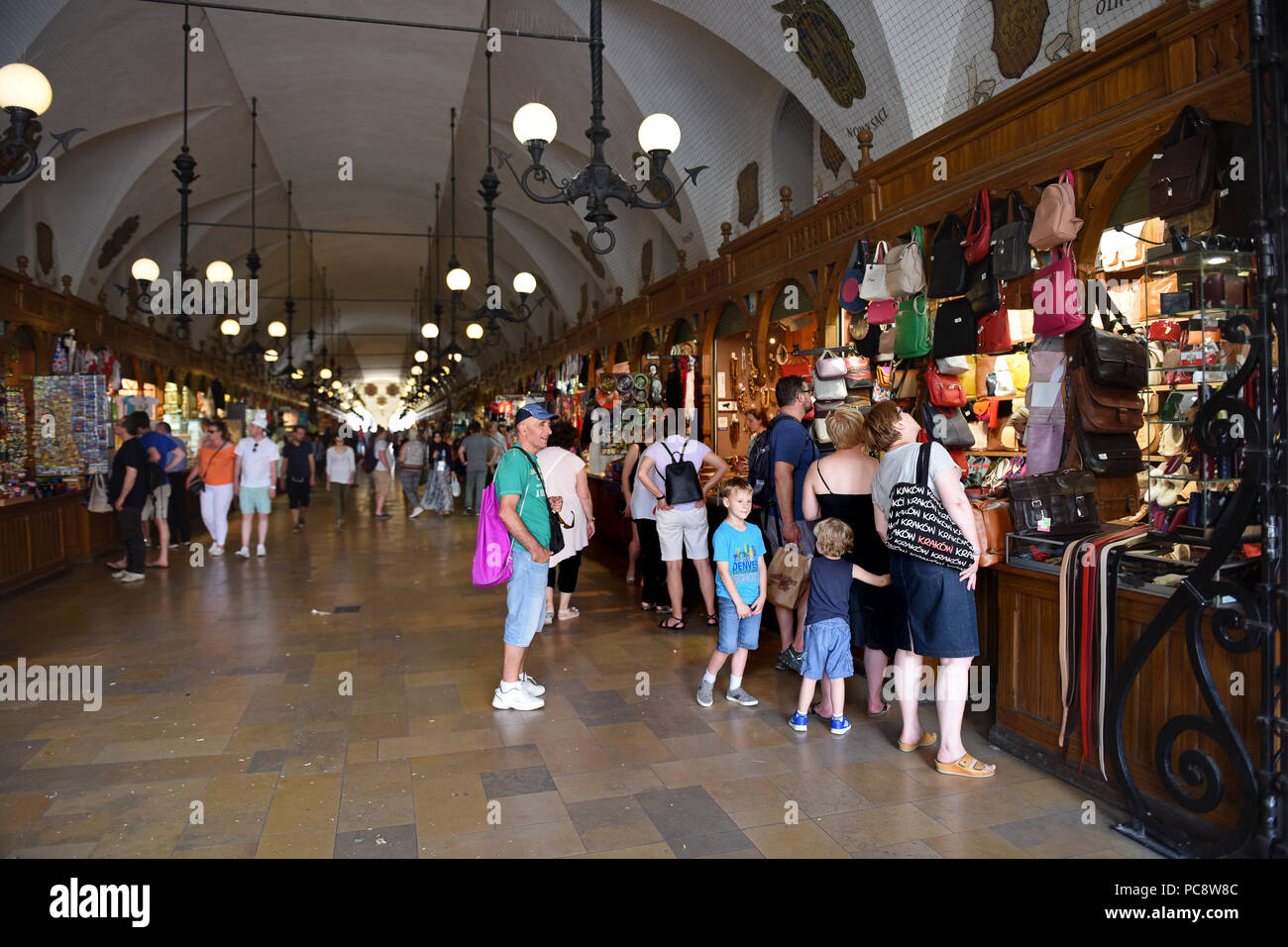 The Sukiennice or Cloth Hall shopping arcade, Market Square, Krakow, Poland. Stock Photo
