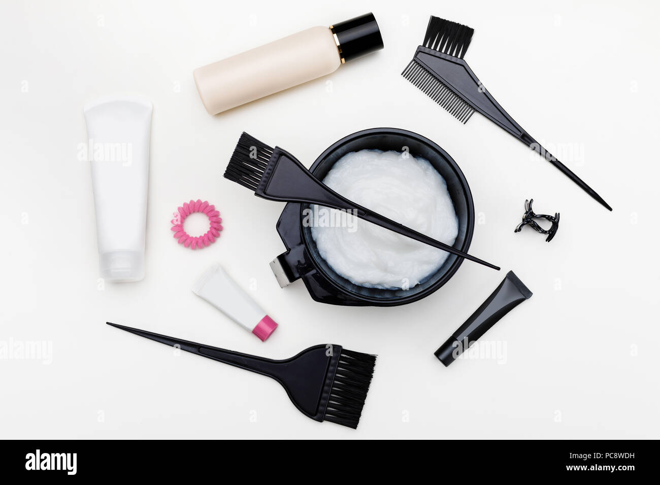 Tools for hair dye Stock Photo Alamy