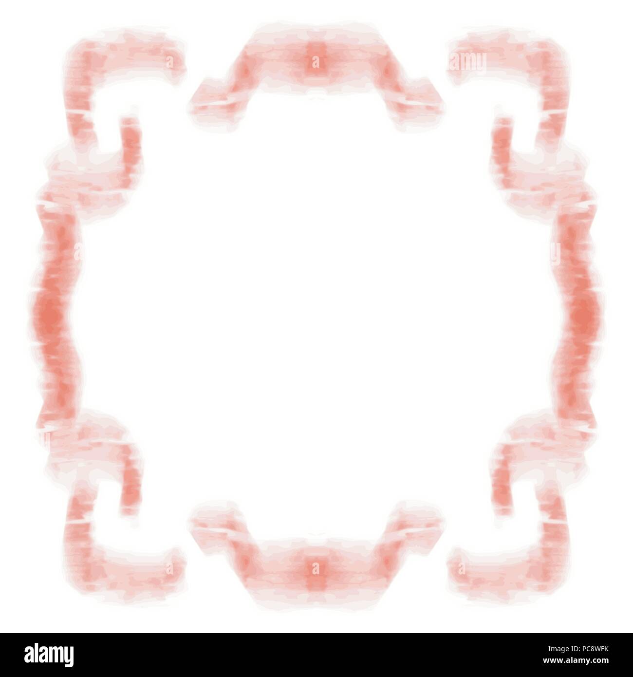 orange ornate marble surface watercolor frame border pattern, vector illustration Stock Vector