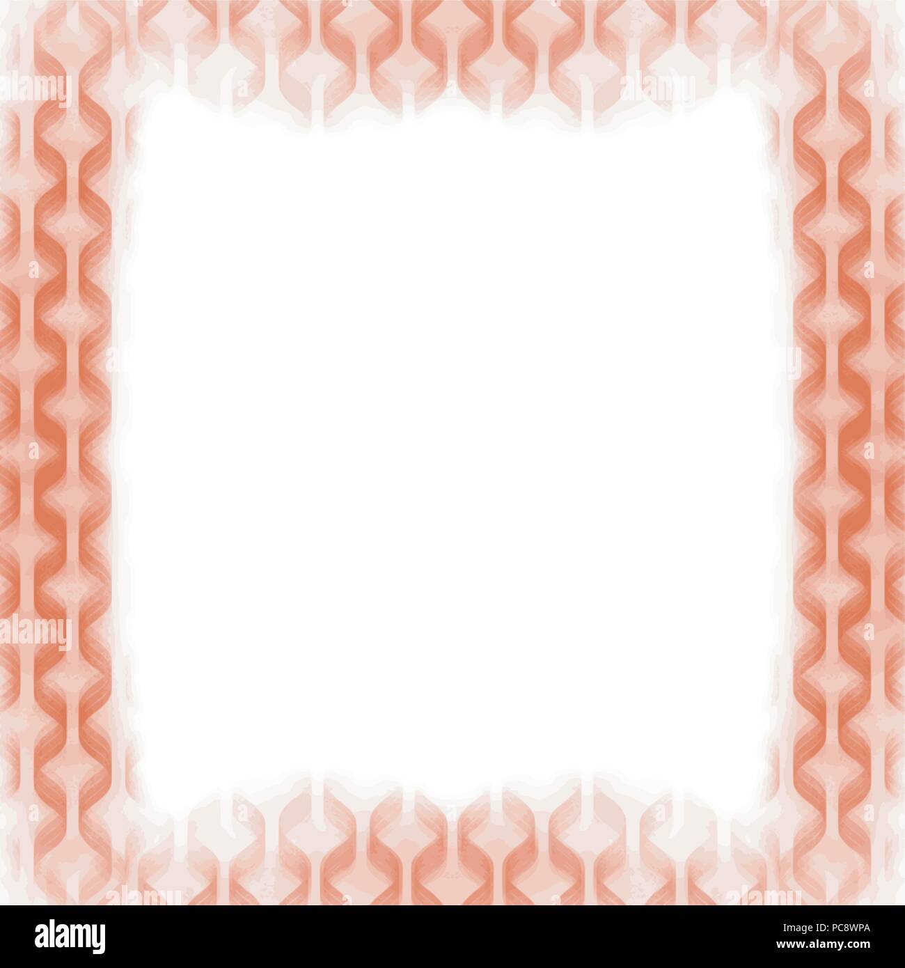 orange retro squared watercolor frame border pattern, vector illustration Stock Vector
