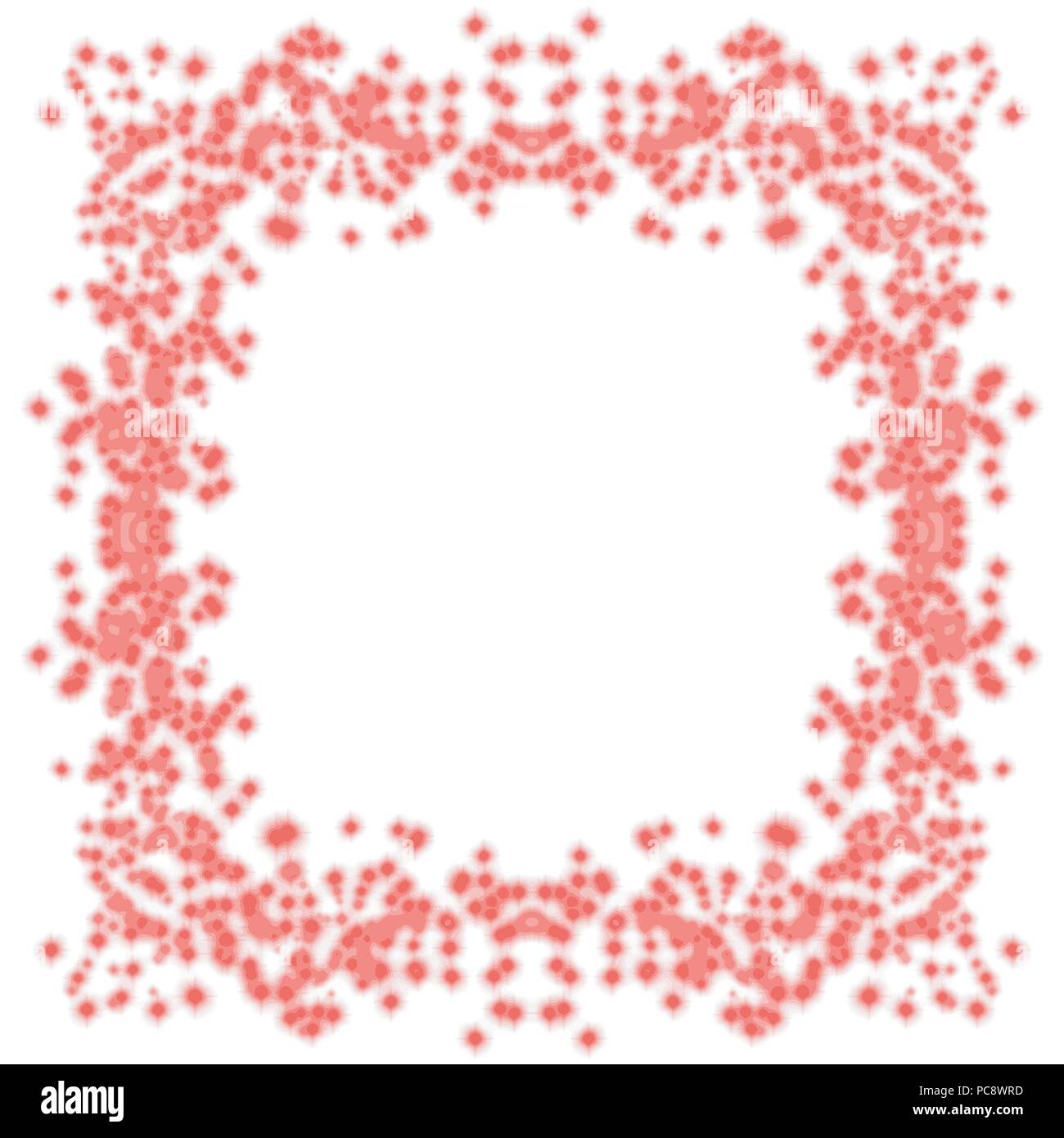 red dots watercolor frame border pattern, vector illustration Stock