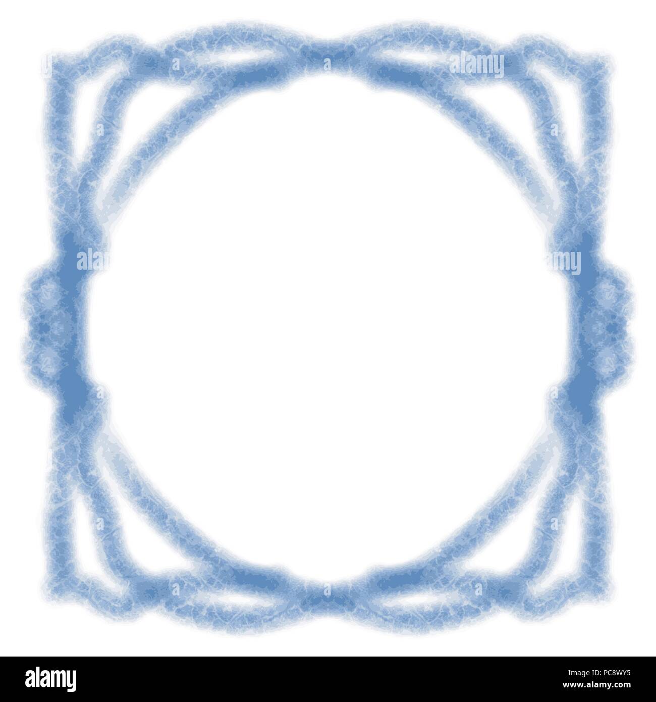 blue blurred art nouveau watercolor frame border pattern, vector illustration Stock Vector