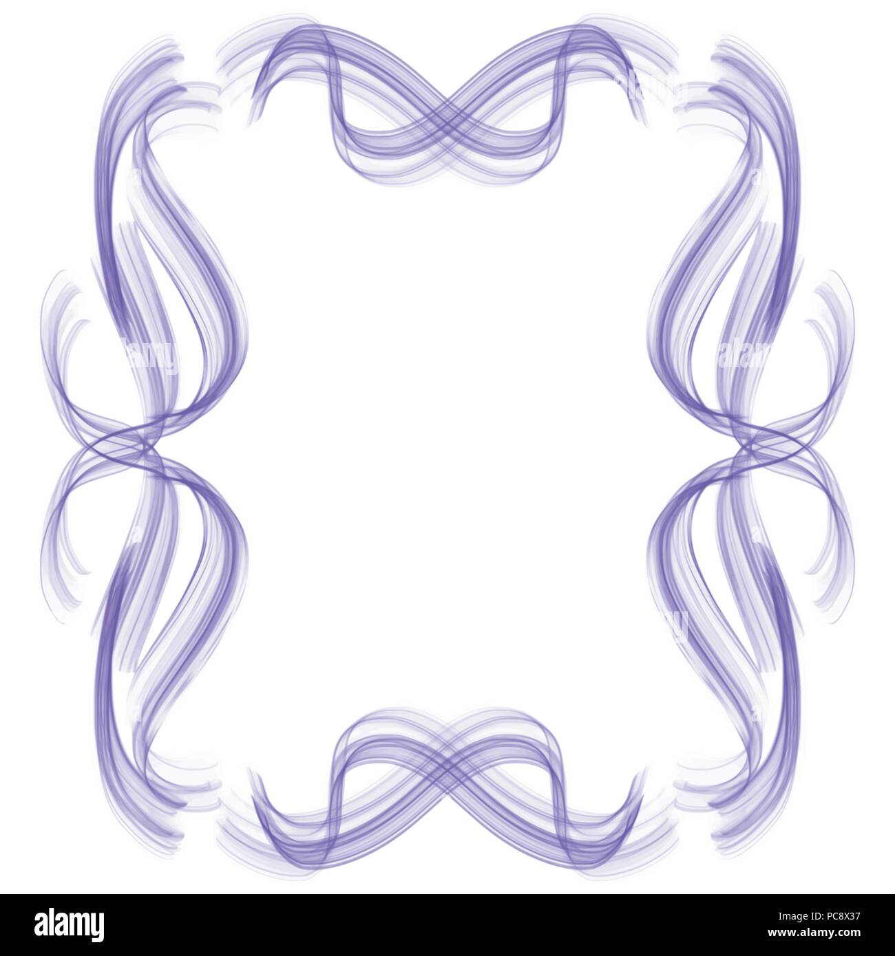 violet art nouveau ornate watercolor frame border pattern, vector illustration Stock Vector