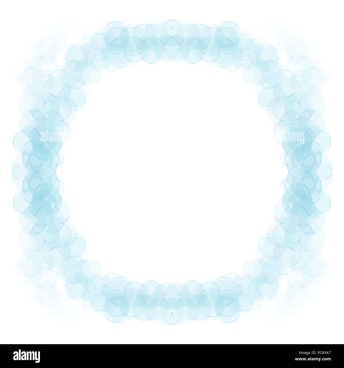 blue oval bubble watercolor frame border pattern, vector illustration Stock Vector