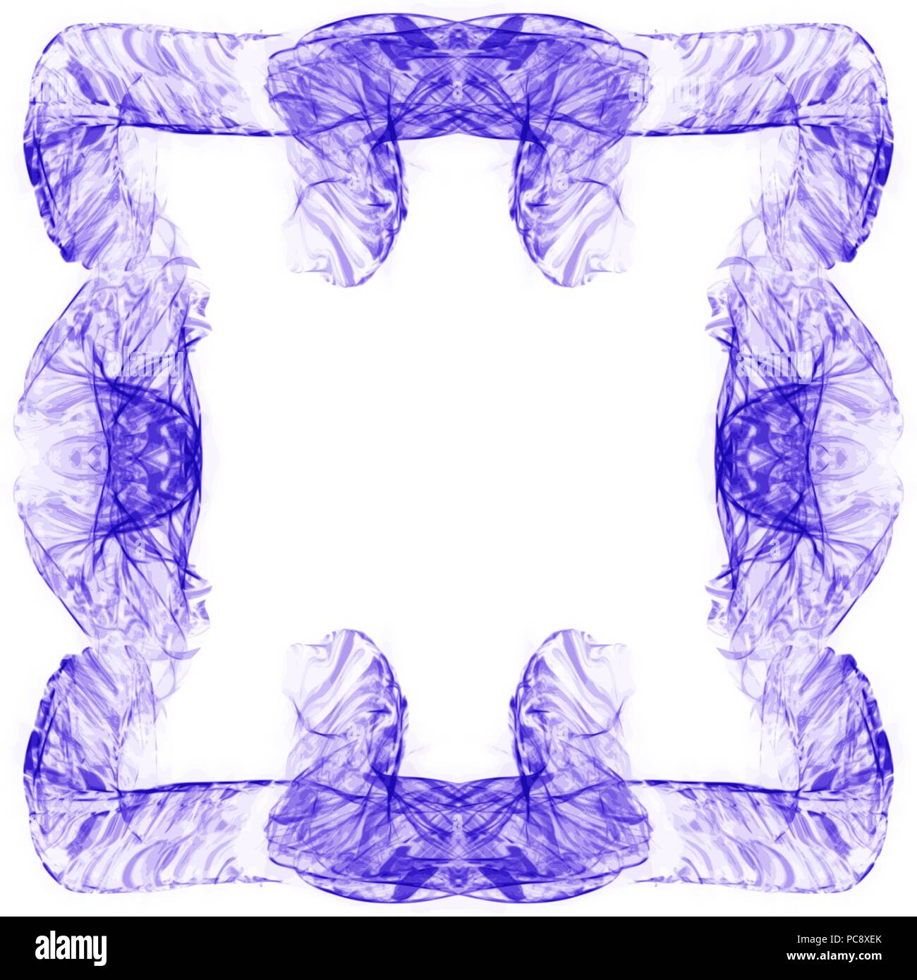 violet ornate art nouveau watercolor frame border pattern, vector illustration Stock Vector