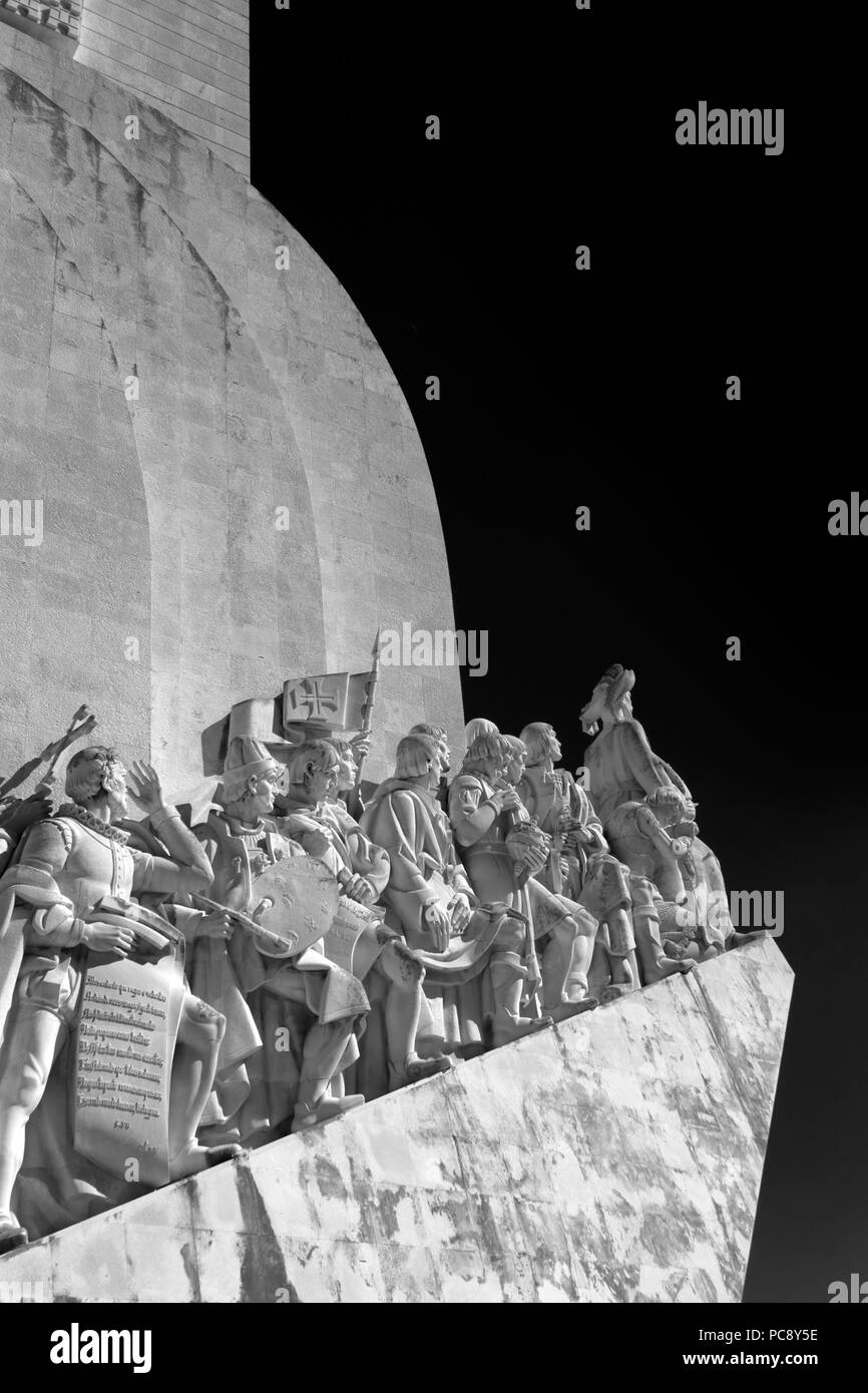 Monument to the discoveries, Belem, Lisbon, Portugal. Detailed image. Used infrared filter. Stock Photo
