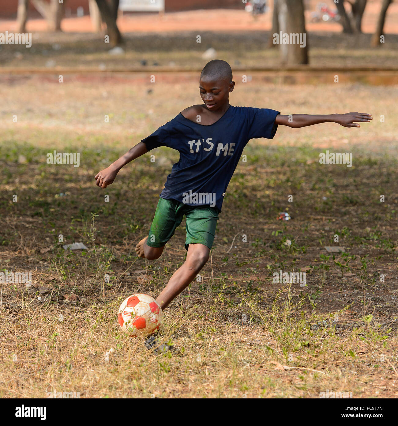 BOHICON BENIN JAN 11 2017 Unidentified Beninese boy shows