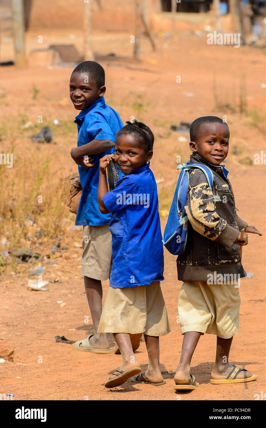PIRA, BENIN - JAN 12, 2017: Unidentified Beninese children in school ...