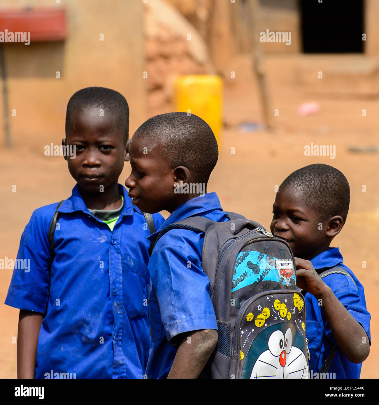 PIRA, BENIN - JAN 12, 2017: Unidentified Beninese children in school