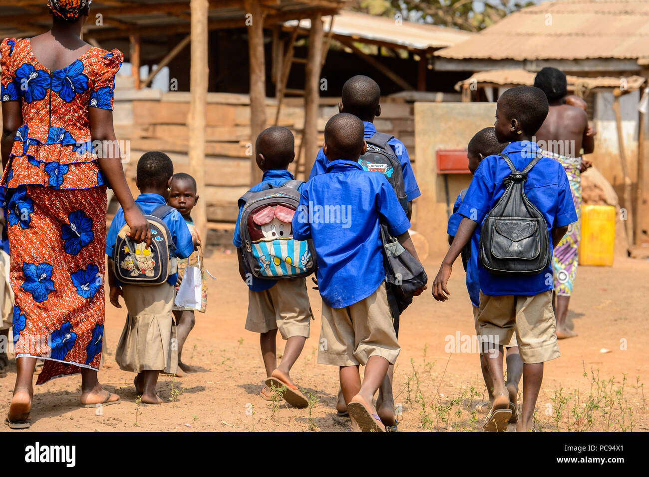 PIRA, BENIN - JAN 12, 2017: Unidentified Beninese children in school