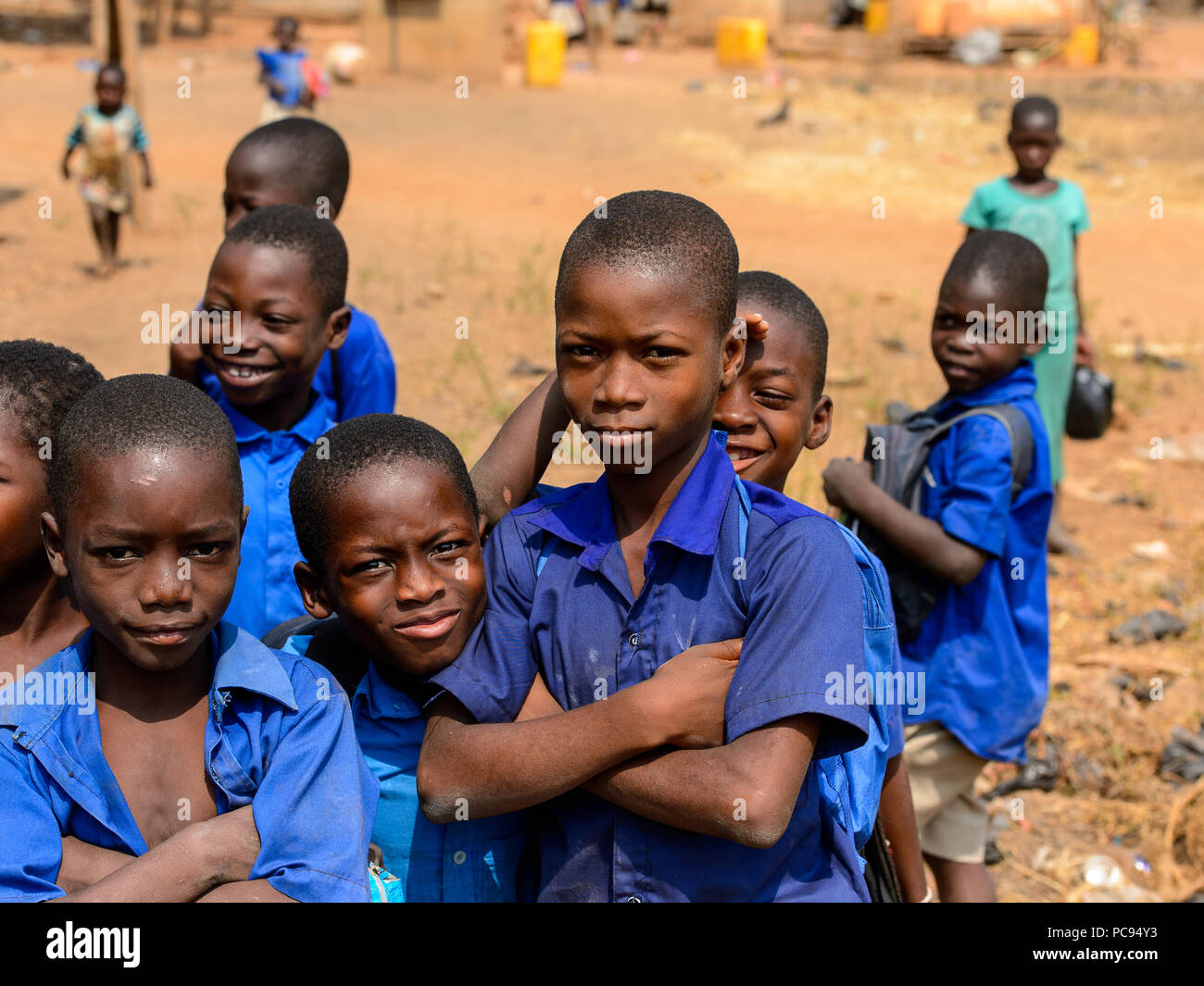 PIRA, BENIN - JAN 12, 2017: Unidentified Beninese children in school ...