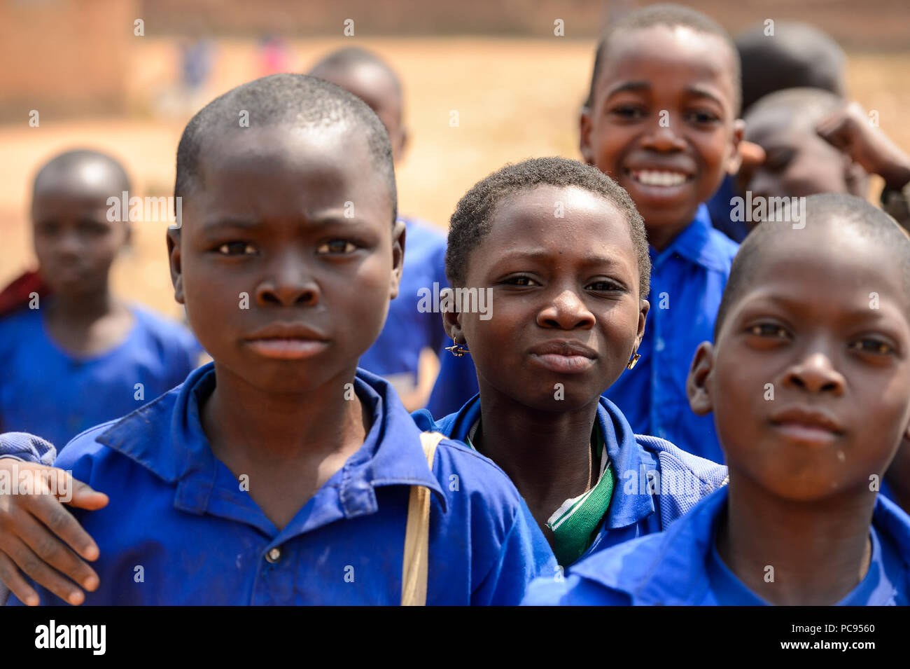 PIRA, BENIN - JAN 12, 2017: Unidentified Beninese children in school ...