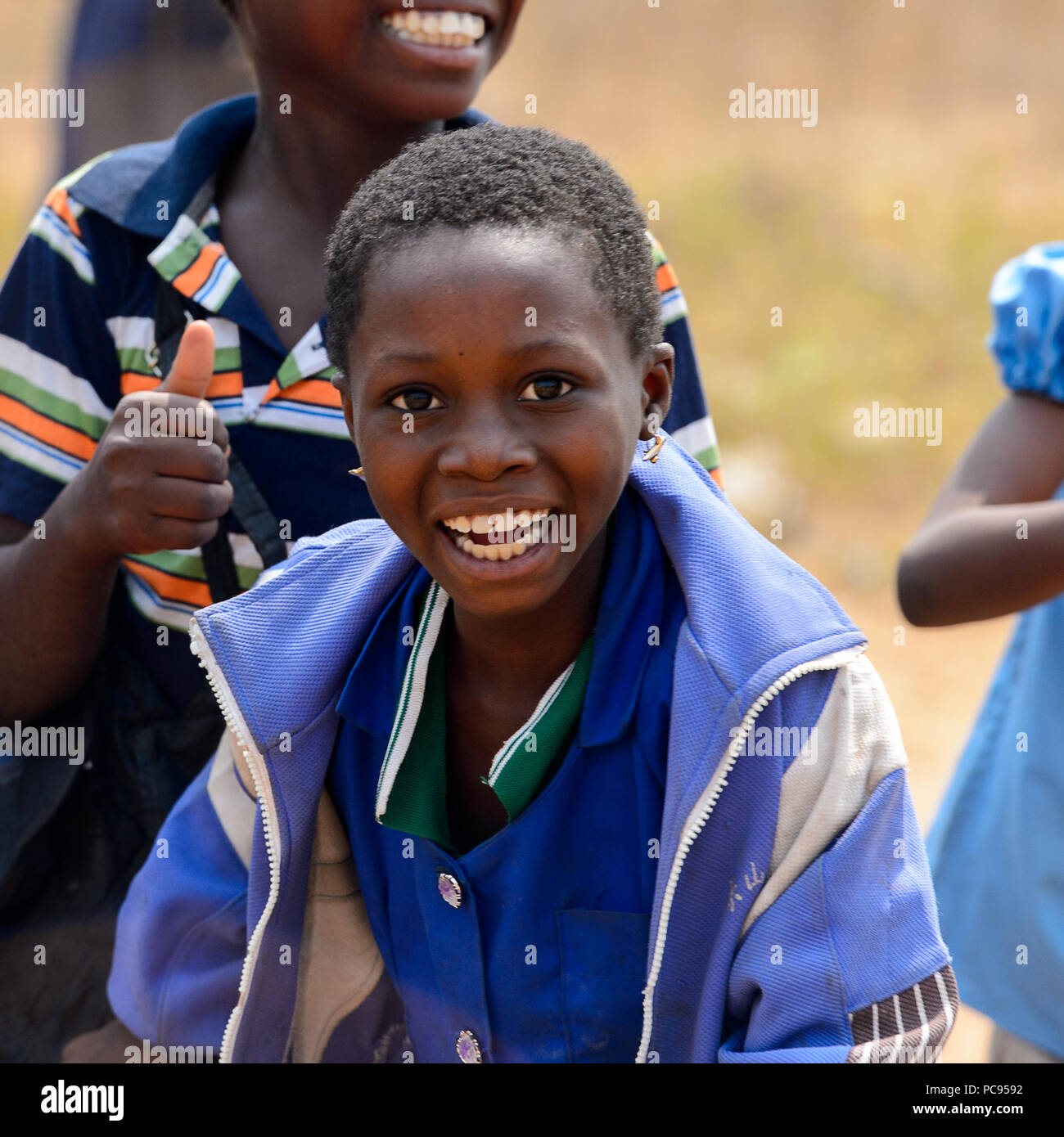 PIRA, BENIN - JAN 12, 2017: Unidentified Beninese children in school
