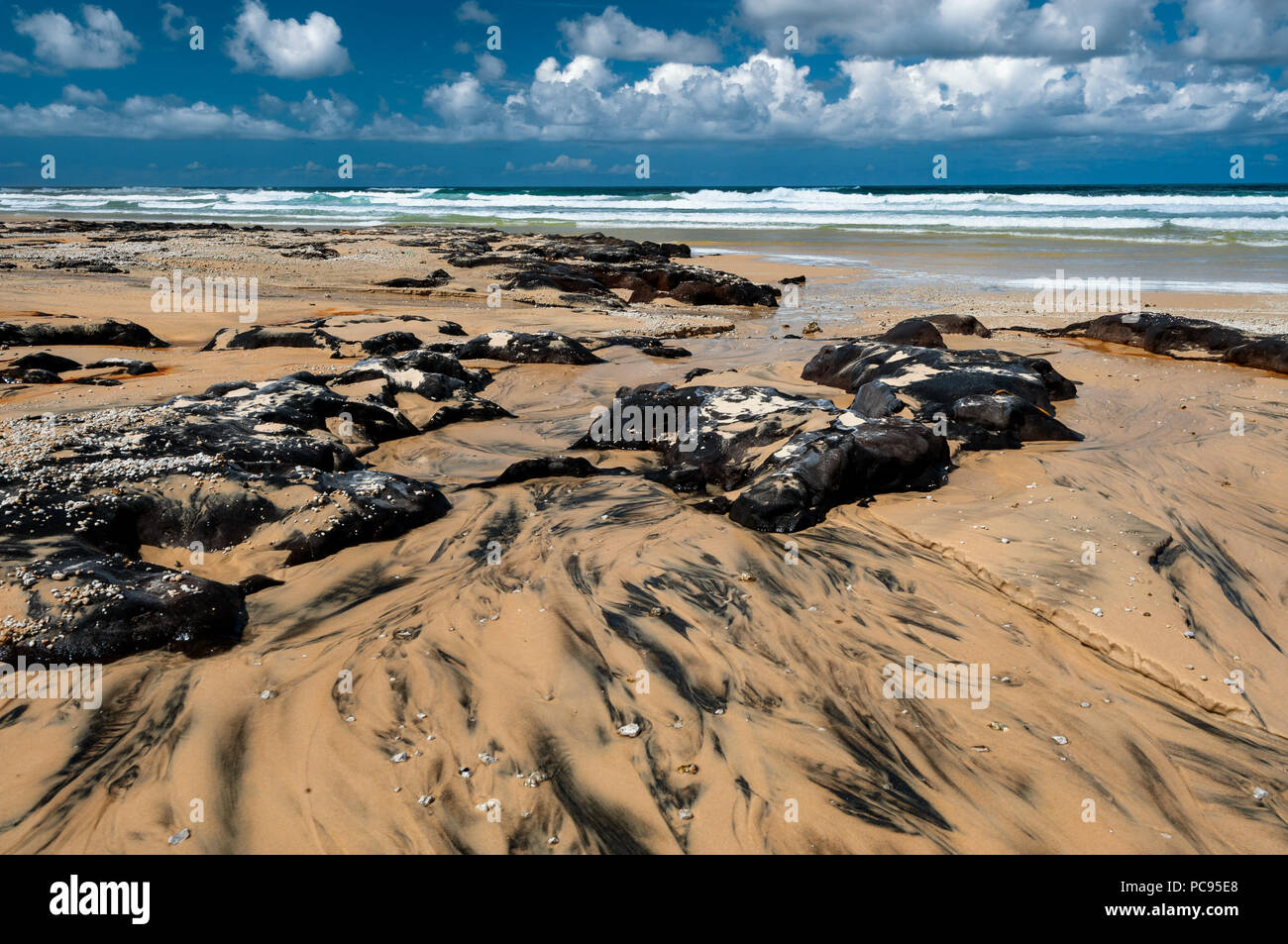 Poyungan Rocks at Fraser Island's Seventy Five Mile Beach. Stock Photo