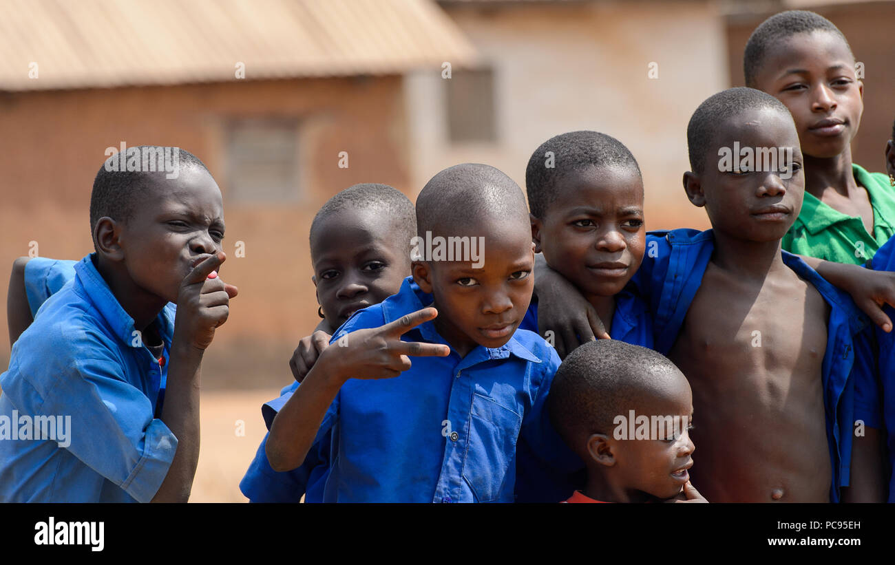 PIRA, BENIN - JAN 12, 2017: Unidentified Beninese children in school ...