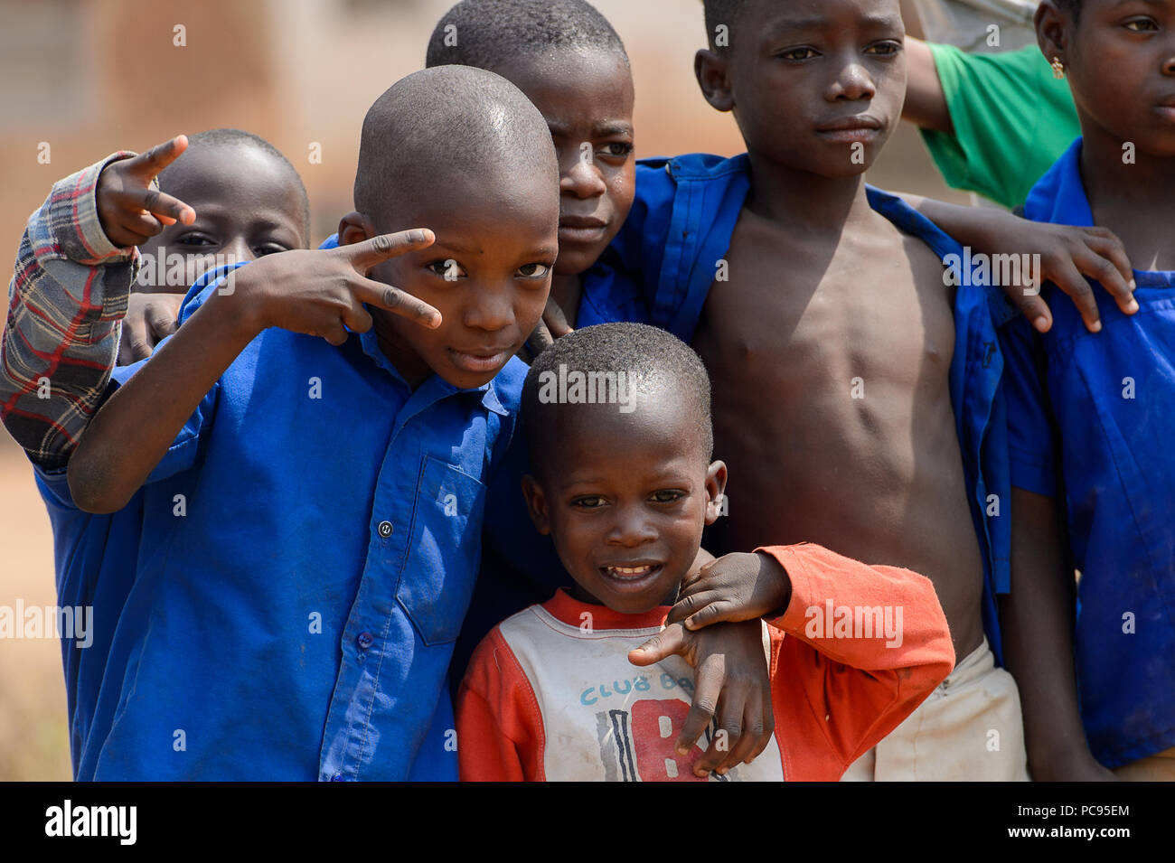 PIRA, BENIN - JAN 12, 2017: Unidentified Beninese children in school ...
