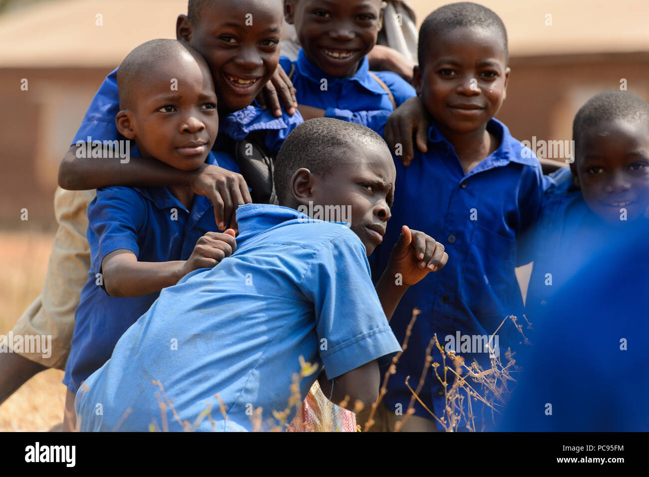 PIRA, BENIN - JAN 12, 2017: Unidentified Beninese children in school ...
