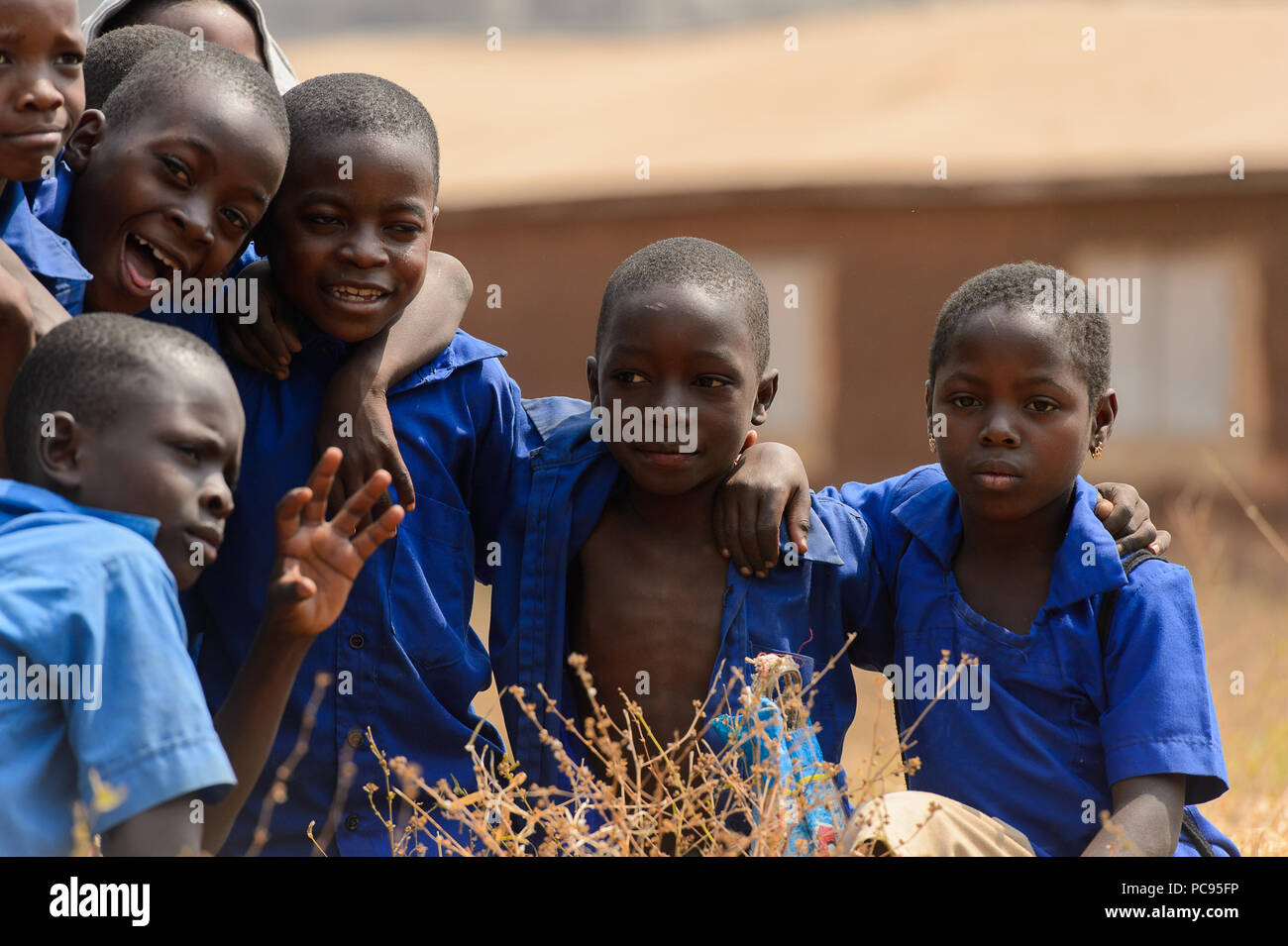 PIRA, BENIN - JAN 12, 2017: Unidentified Beninese children in school ...