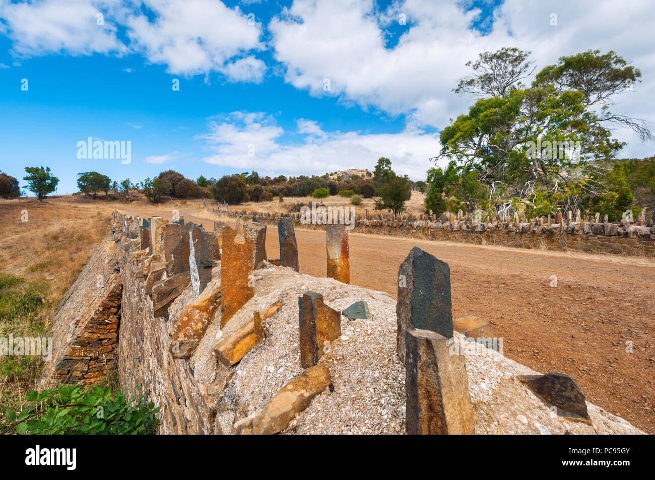 Historical Spiky Bridge near Swansea in Tasmania. Stock Photo