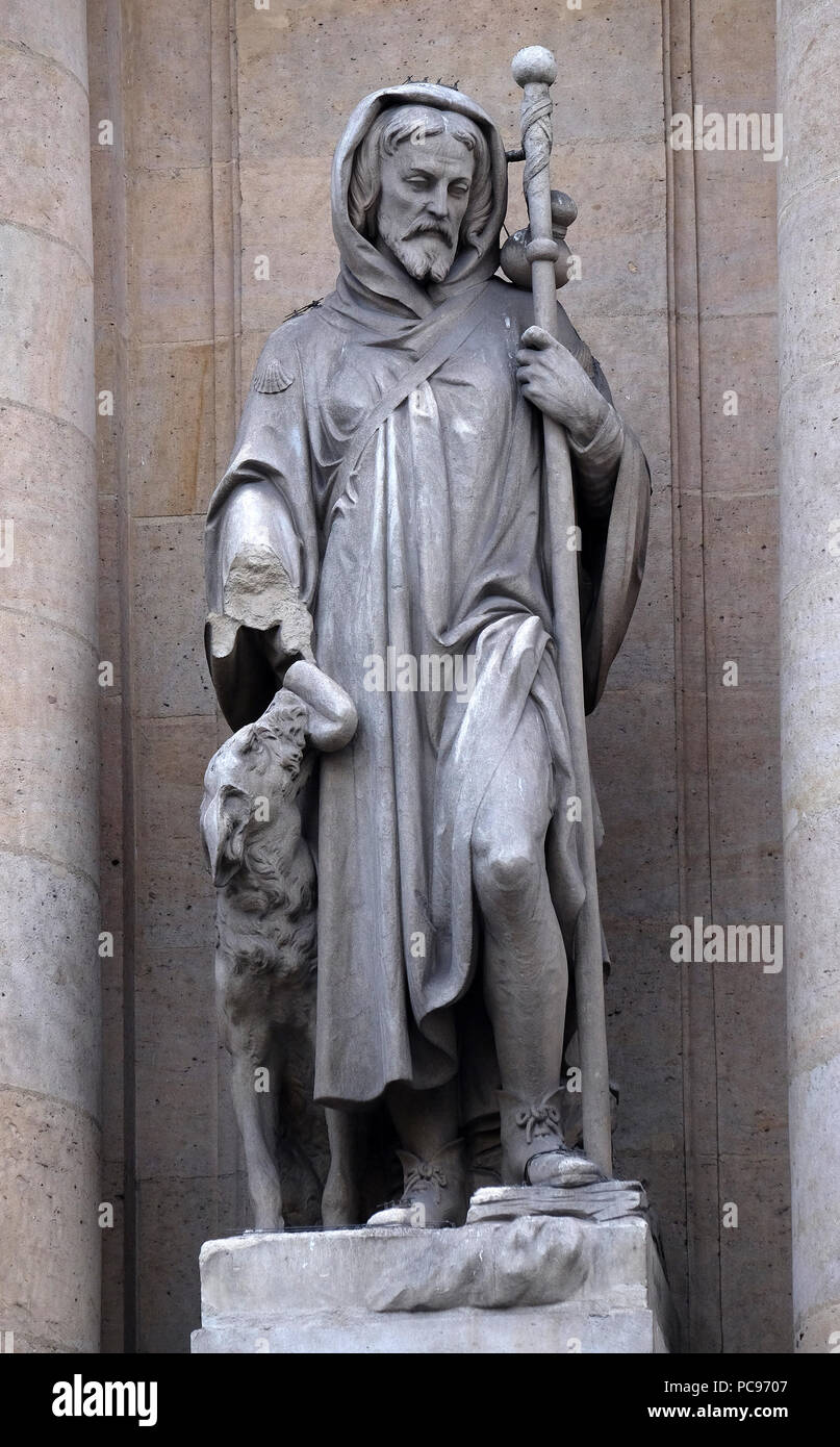 Saint Roch, statue on the portal of Saint Roch church in Paris, France