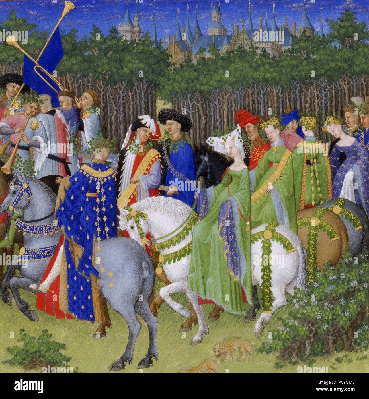230 Frères Limbourg Très Riches Heures du duc de Berry mois de mai