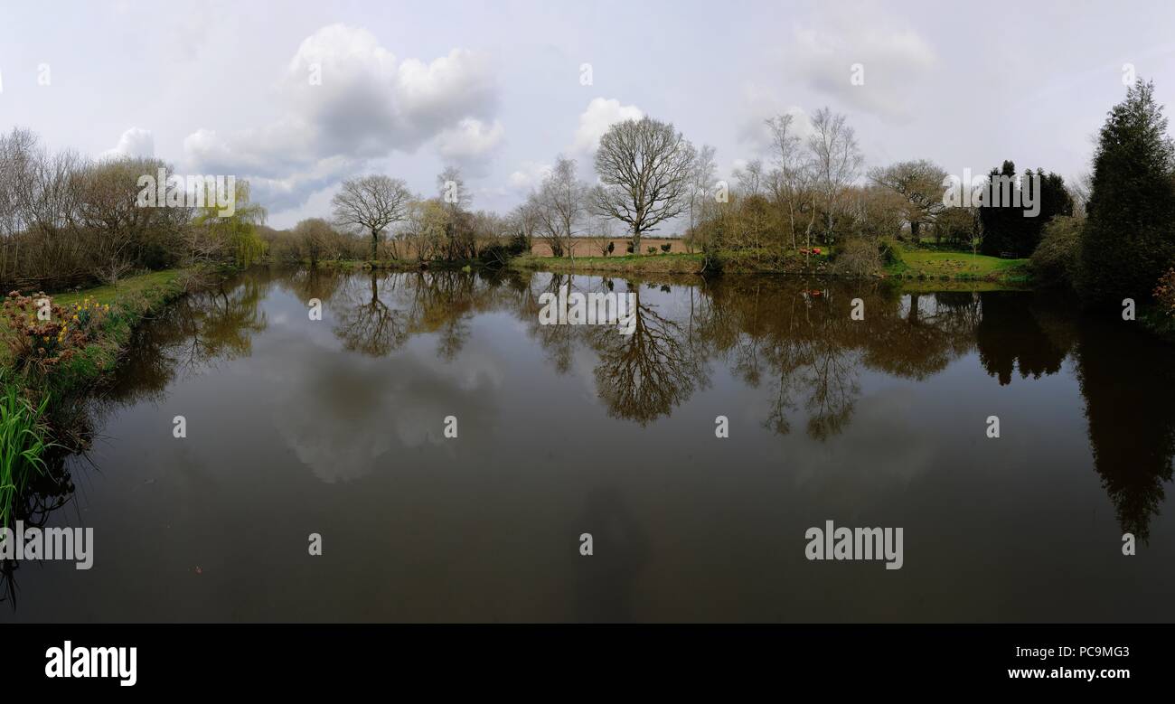 Callac Lake in French garden, Callac, Brittany Stock Photo - Alamy