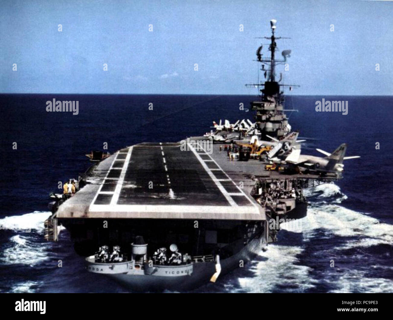 Aft view of USS Ticonderoga (CVA14) c1957 Stock Photo Alamy