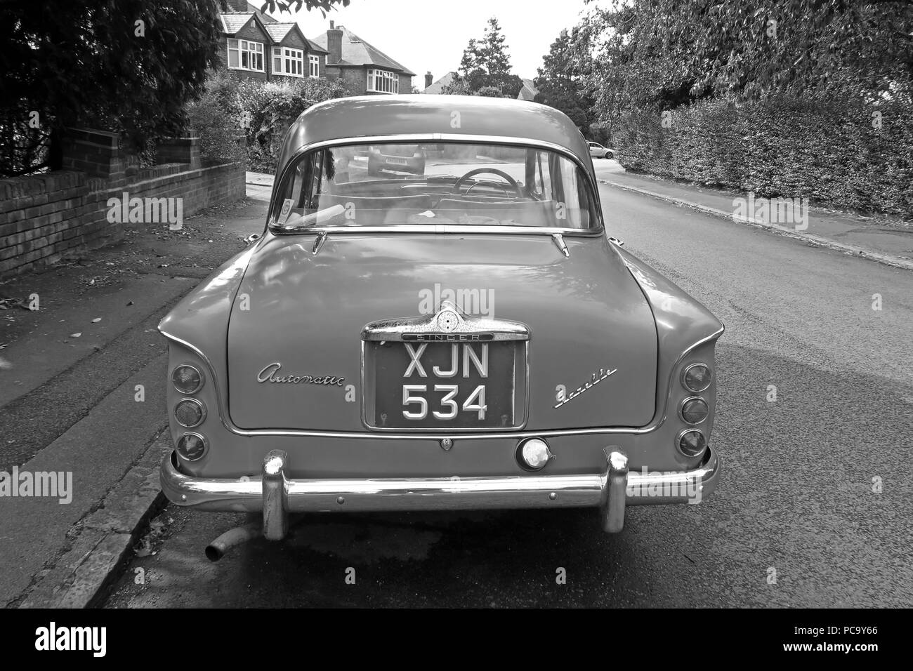 Singer Gazelle classic car, blue, XJN534, in the street, Stockton Heath, Warrington, Cheshire, North West England, UK Stock Photo