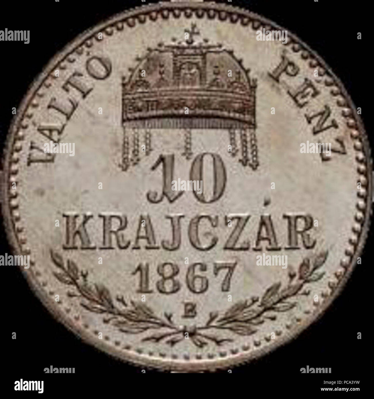 AHGkr hun 10 1867 mintmark on reverse reverse Stock Photo - Alamy