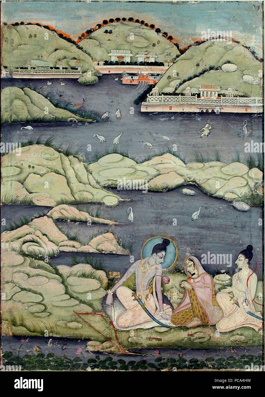 4 13 Rama, Sita and Lakshman seated by a rocky shore. ca. 1820, San Diego  Museum of Art Stock Photo - Alamy