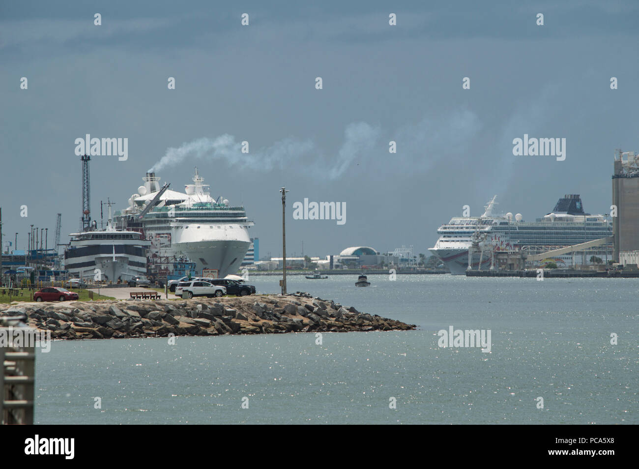 The cruise ships leaving Port Canaveral as a storm approaches the East Coast of Florida. Stock Photo
