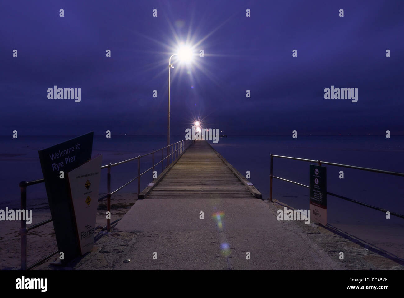 Rye Pier at dusk. Stock Photo
