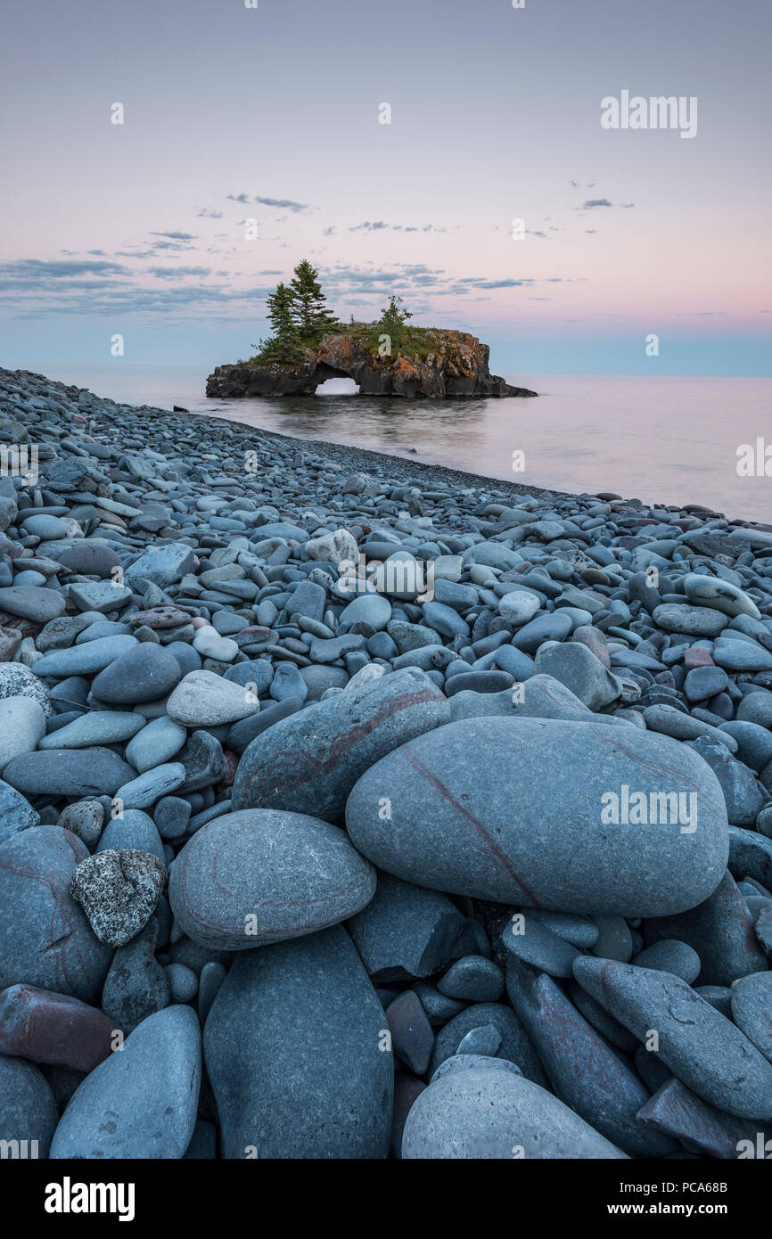 Hollow Rock at sunset. Grand Portage Indian Reservation, Cook County