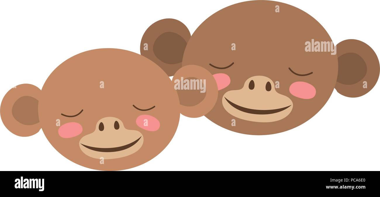 wild monkeys couple heads Stock Vector Image & Art - Alamy