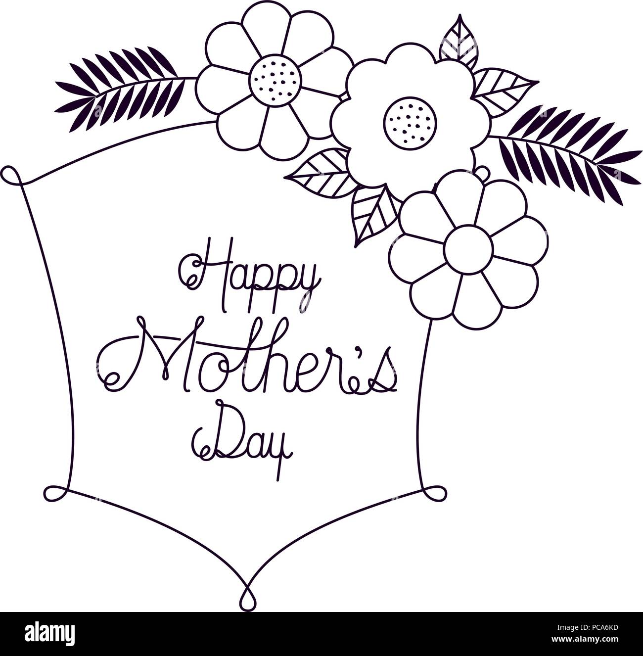 Happy Mothers Day Frame With Flowers Stock Vector Image Art Alamy