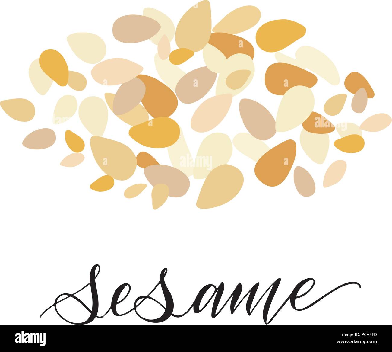 Sesame in flat style. Hand written text. Vector Stock Vector