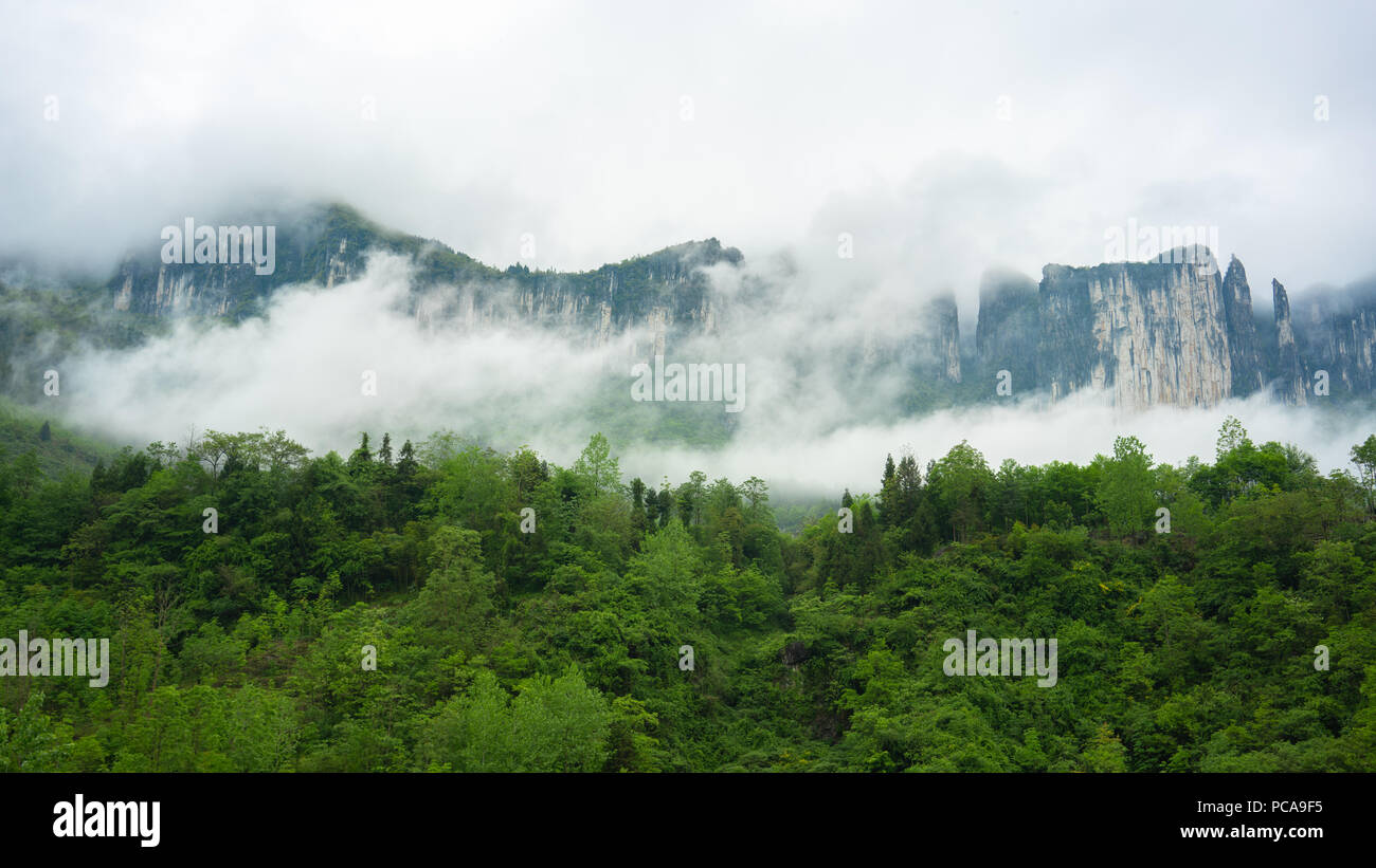 Cloudy view of Mufu Grand canyon in Enshi Hubei China Stock Photo