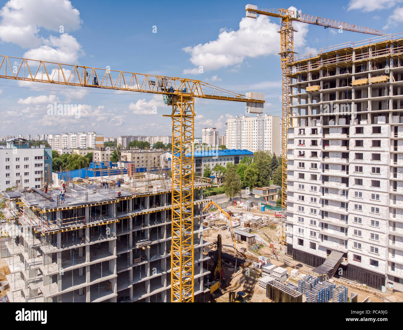 aerial view of big construction site. apartment buildings under construction Stock Photo Alamy