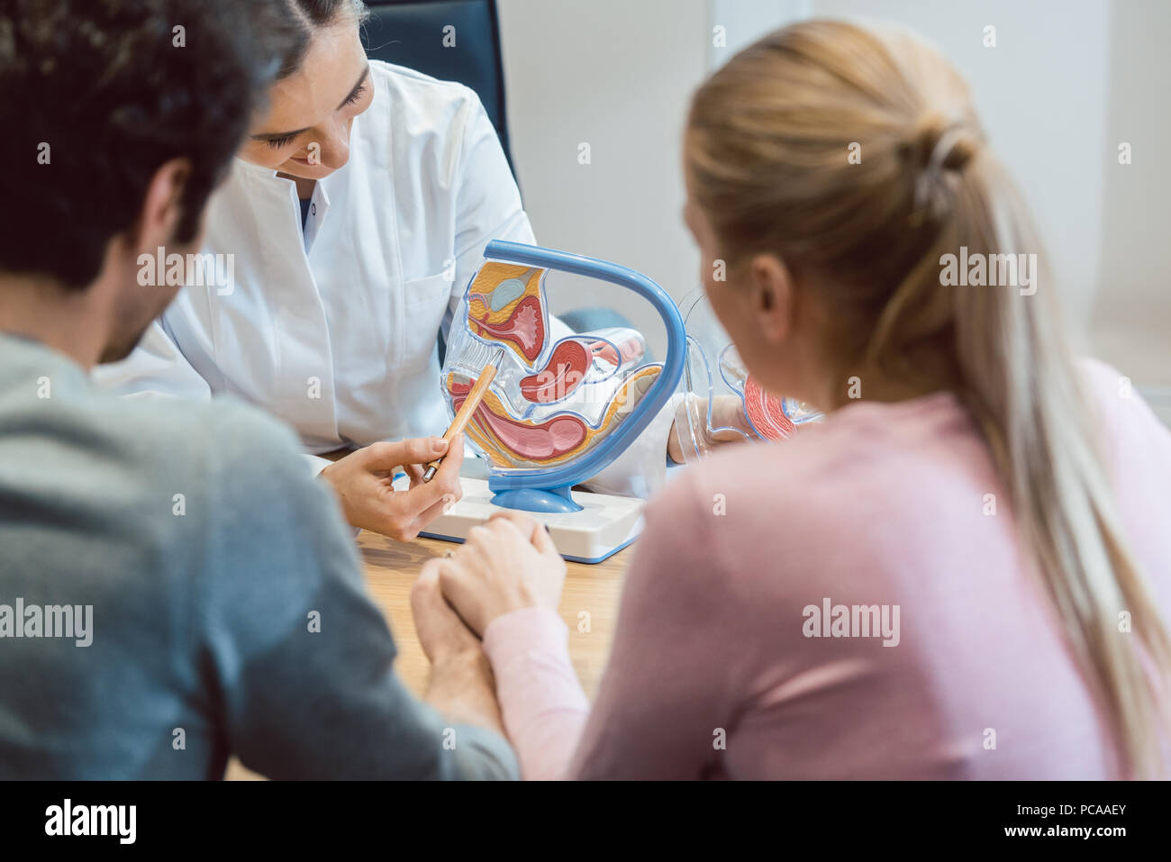 Doctor in fertility clinic counseling couple Stock Photo